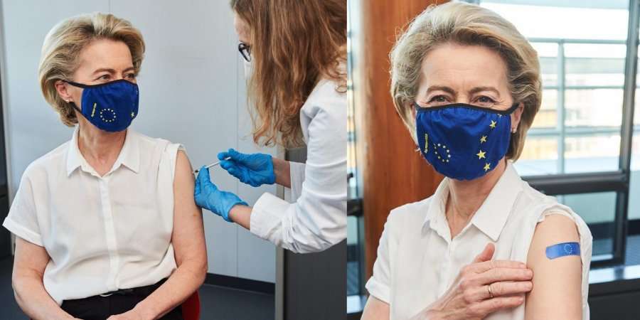  Vaccinated von der Leyen, does not indicate which vaccine he received