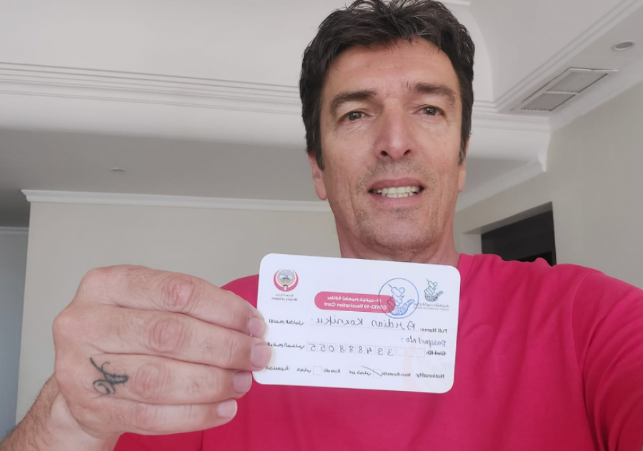 Ardian Koznik receives the coronavirus vaccine
