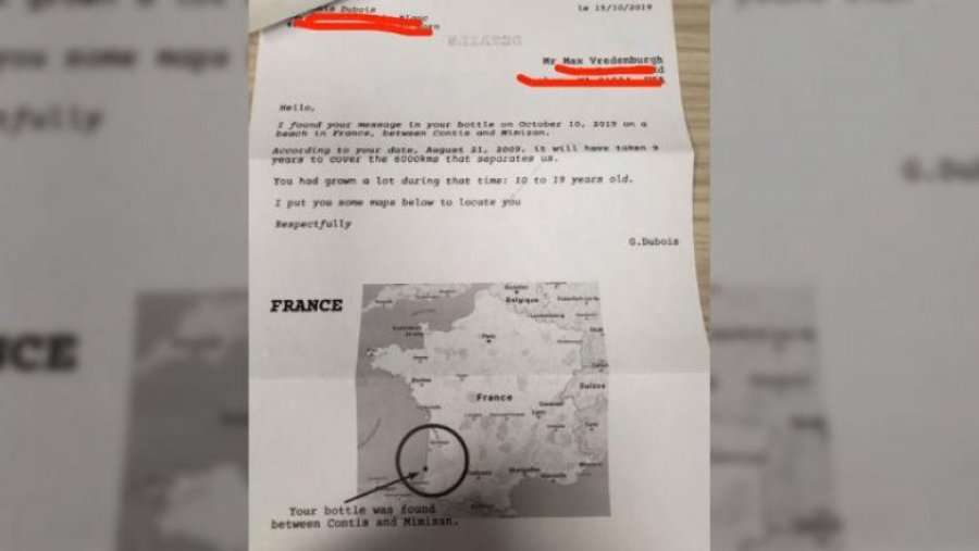 Hodhi një shishe me një mesazh brenda në oqean në Amerikë – nëntë vite më vonë mori një përgjigje nga Franca