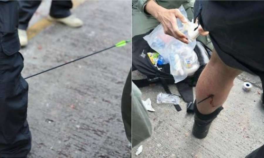Protestuesit e Hong Kongut e qëllojnë me shtizë një polic