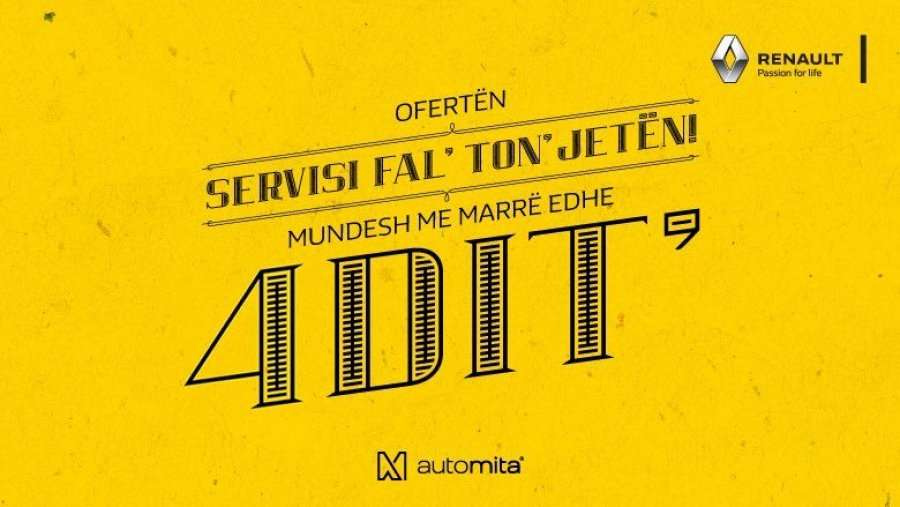 Vetëm edhe 4 ditë mund të blini veturë të re dhe ta keni servisin FALAS TON’ JETËN