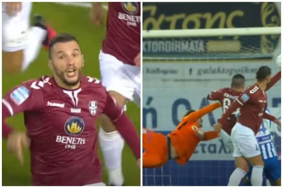 Mesfushori shqiptar shkëlqen në Greqi, nxjerr jashtë loje portierin dhe shënon me kokë