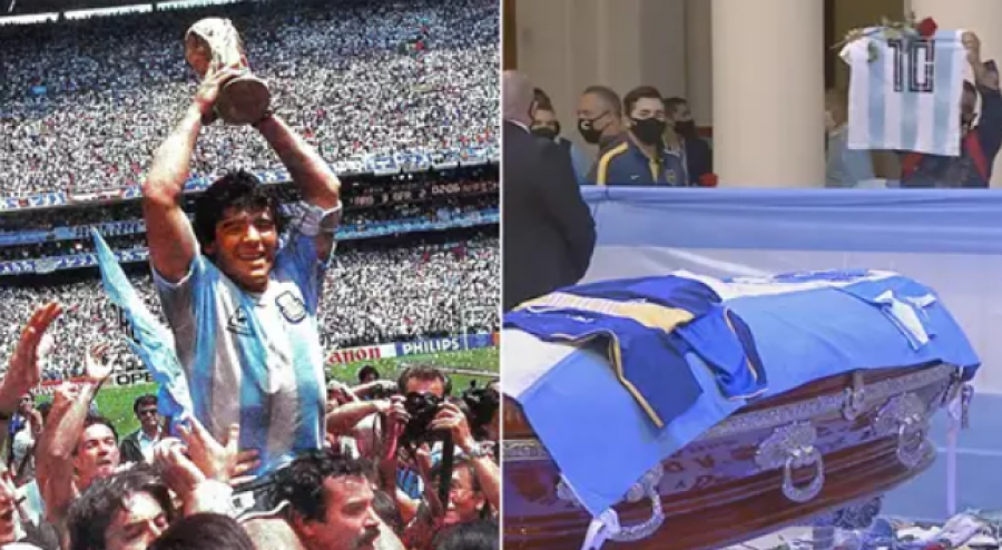 Shumë tifozë të futbollit bëjnë nderime para arkivolit të Diego Maradonës