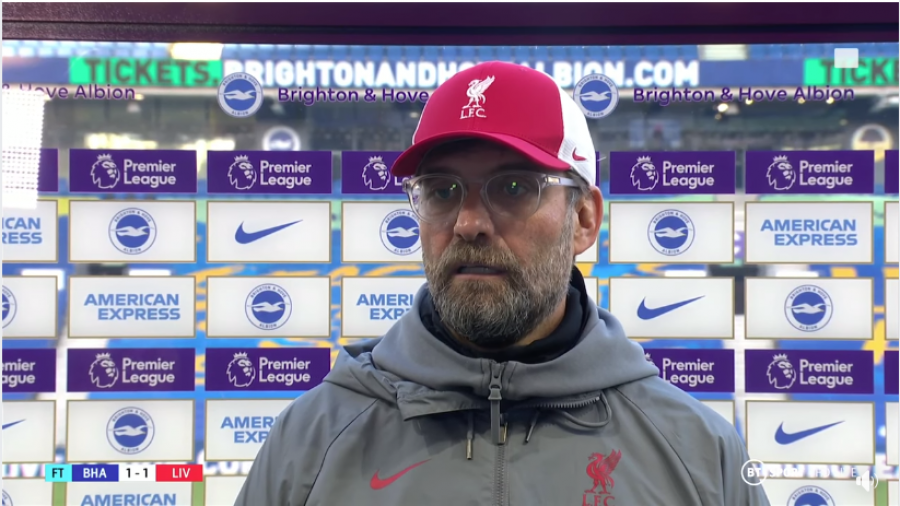 Klopp shumë nervoz pas barazimit me Brighton, intervista e tij po bën xhiron e botës