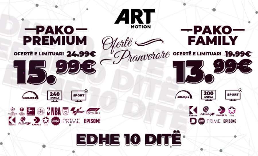 Kanë mbetur edhe 10 ditë deri në përfundim të ofertës më të kërkuar pranverore në Artmotion