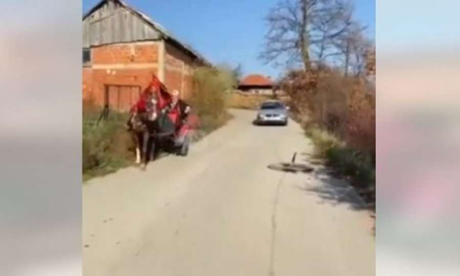 Qytetari shkon me karrocë e kalë për të votuar në Podujevë