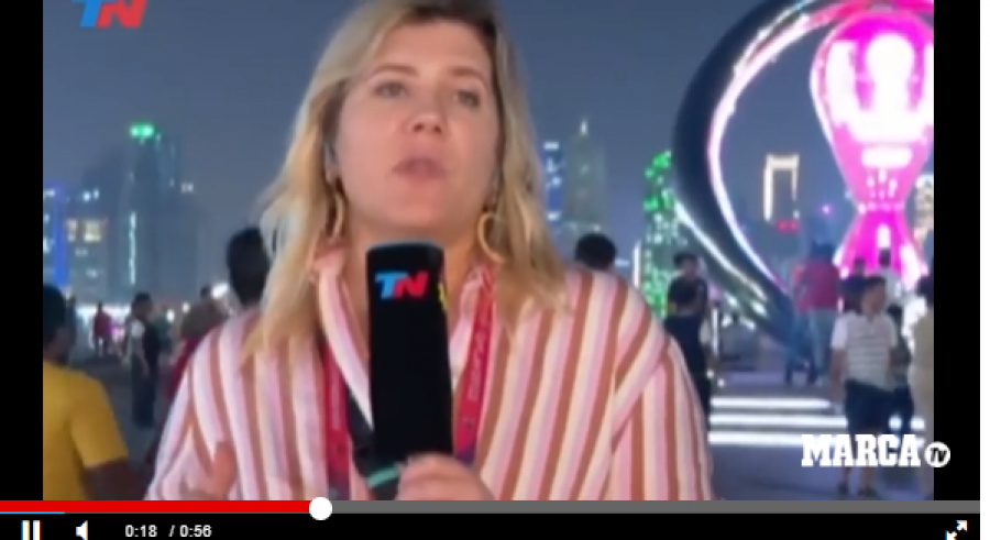 Gazetarja argjentinase vidhet live në Doha derisa raportonte