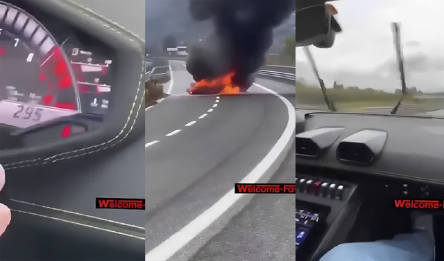 Shoferi që ngiste veturën Lamborghini në 300 orë përplaset në autostradë, vetura digjet nga flakët