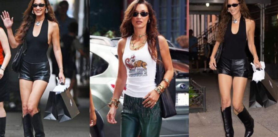 Bella Hadid tregon figurën e saj prej supermodeleje, teksa shkëlqen me një veshje plot stil