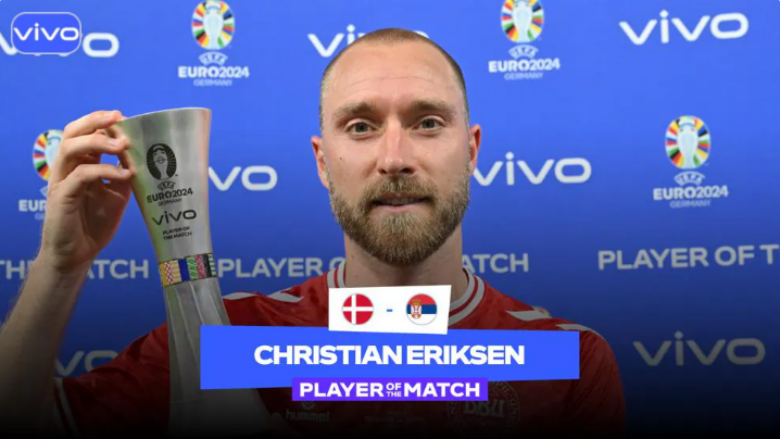 Erikseni shpërblehet nga UEFA për paraqitjen magjike përballë ekipit serb