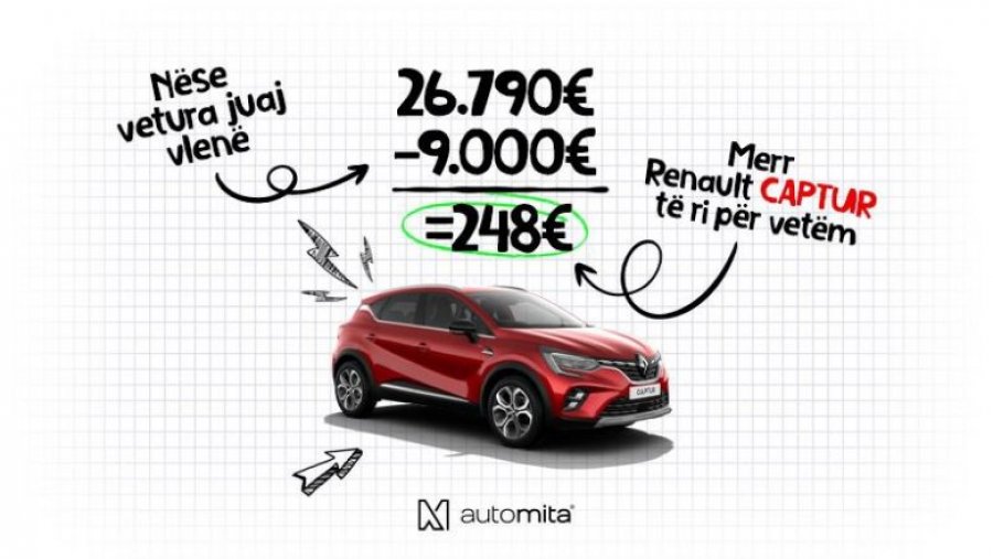 Kerr Renault Captur i ri “00”, plus mundësi udhëtimi në Evropë veç me Auto Mita