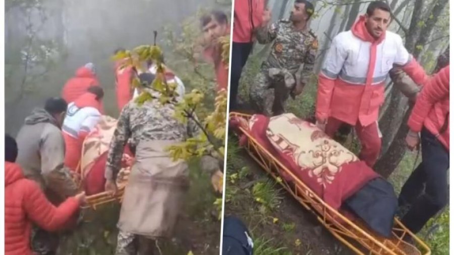 Pamjet që tregojnë transportimin e kufomave, pas rrëzimit të helikopterit iranian