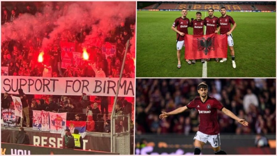 Skandaloze nga tifozët e Sparta Pragës, ata e përkrahën lojtarin serb me flamuj anti-Kosovë