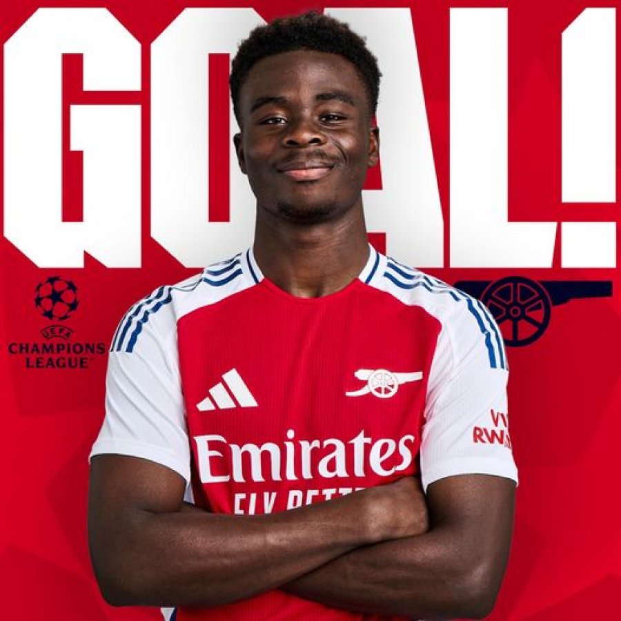 Arsenali dyfishon rezultatin ndaj PSG-së, shënon Saka