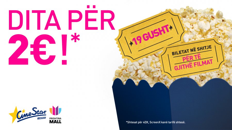 Ekran i madh, çmim i ulët – më 19 gusht të gjithë në Cinestar për vetëm 2 €