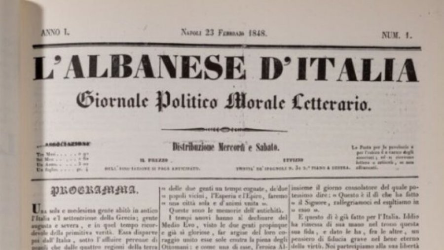 Para 177 viteve doli gazeta e parë shqiptare “L’albanese d’Italia”