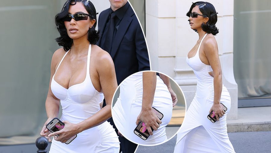 Kim Kardashian kapet nga fotografët duke kërkuar për veten e saj në Google