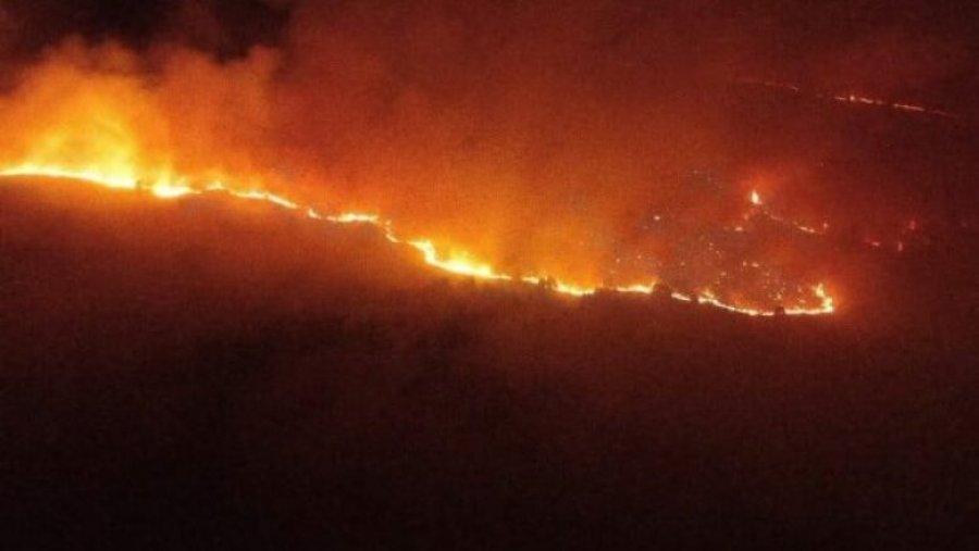 Zjarr masiv në Devoll, flakët përhapen me shpejtësi drejt Kapshticës