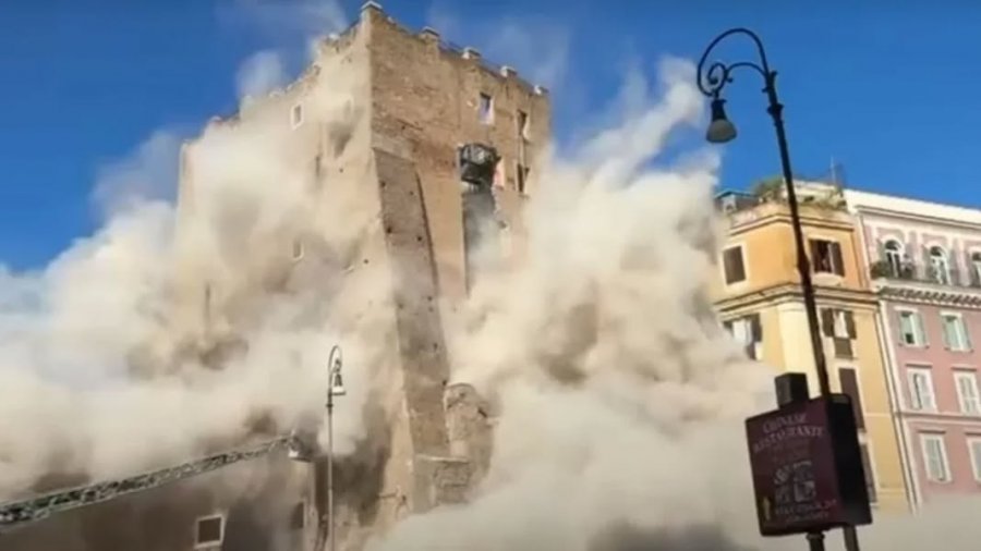 Shembet pjesërisht një kullë pranë Koloseut, katër persona të lënduar