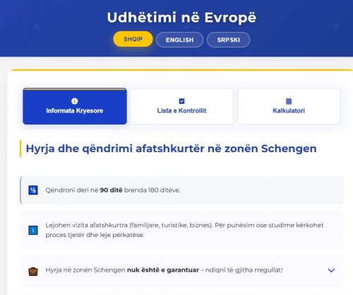 Publikohet faqja “paviza.eu”, që informon qytetarët për rregullat e udhëtimit në BE