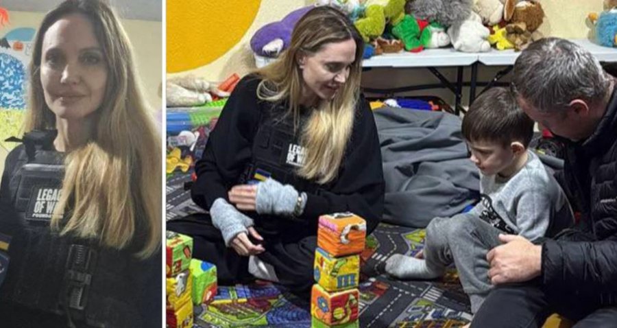 Ylli i kinemasë aktorja amerikane Angelina Jolie viziton qytetin ukrainas të Khersonit