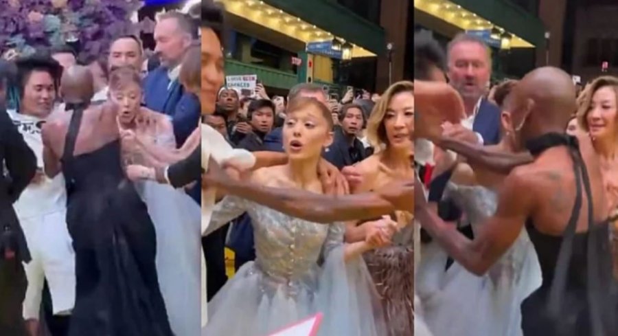 Ariana Grande sulmohet nga një burrë në premierën e filmit, vrapoi drejt saj dhe e tërhoqi zvarrë [video]