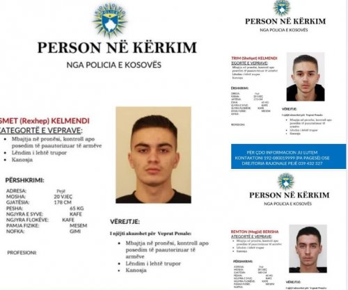 Policia shpall në kërkim tre të rinj nga Peja, kërkon ndihmë për lokalizimin dhe arrestimin e tyre