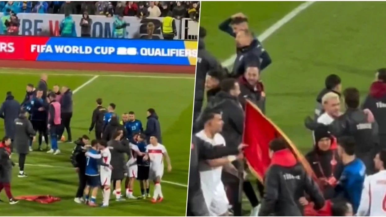 Tifozi kosovar e gjuajti flamurin kombëtar në tokë, futbollisti turk e mori atë dhe ia dha Rashicës