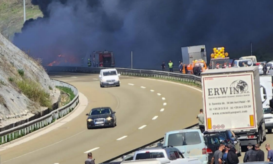 Djegia e kamionit në autostradën “Ibrahim Rugova”, Policia jep detaje