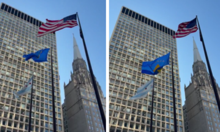 Flamuri i Kosovës valon në Çikago për 18-vjetorin e pavarësisë, krahas atij të SHBA-së