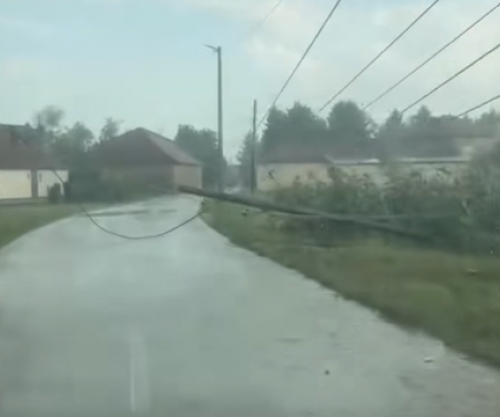 Ndryshon shpejt moti në Istog, shiu i rrëmbyeshëm e era rrëzojnë lisat e një shtyllë elektrike