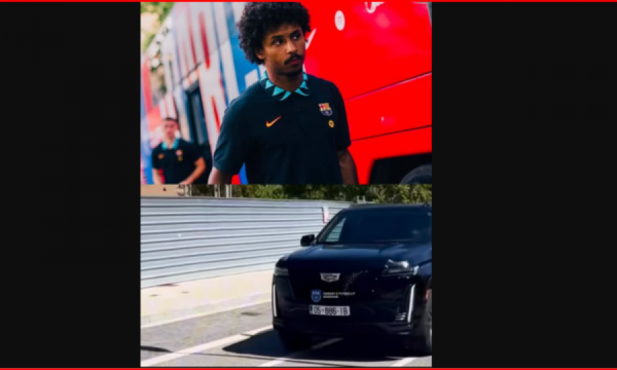 Adeyemi tërheq vëmendjen para ndeshjes së Barcelonës, në stërvitje me veturë me targa 05 të Ferizajt